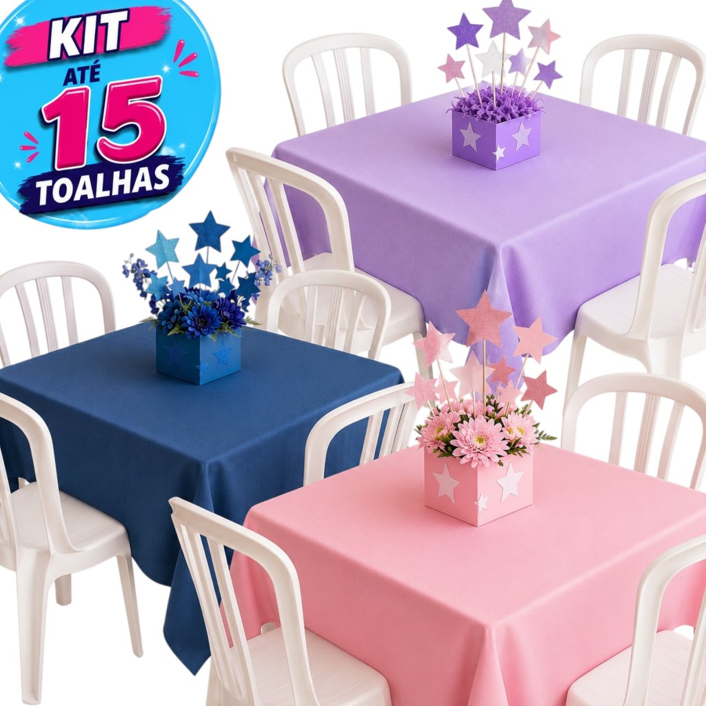 Kit 5 a 15 Toalhas de Mesa 1,40m x 1,40m com Caimento de TNT Você Escolhe a Cor - Forro de Mesa