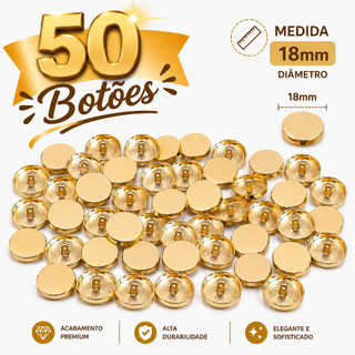 50 Peças Botão 18mm Metal Costura Artesanato Dourado