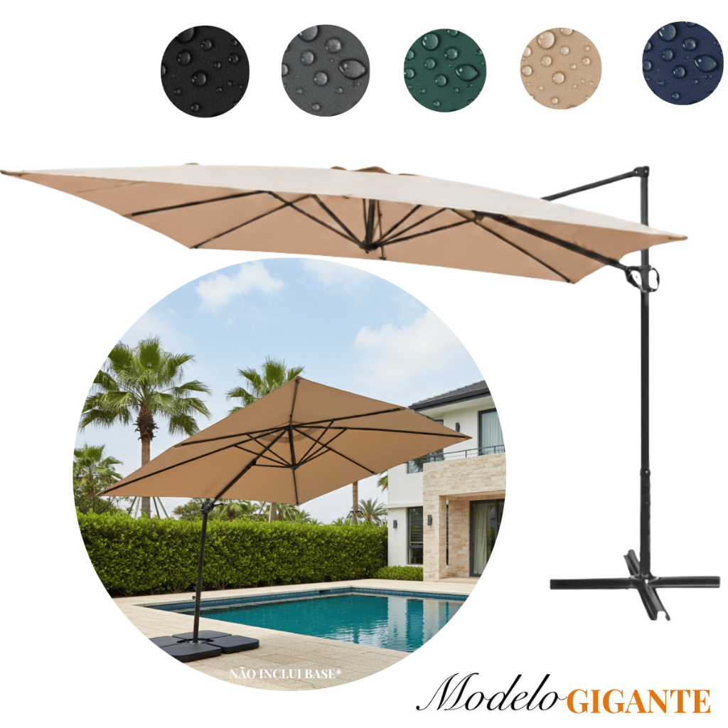 Ombrelone Gigante 2,70m Guarda Sol Lateral Suspenso Roman Jardim Piscina Praia