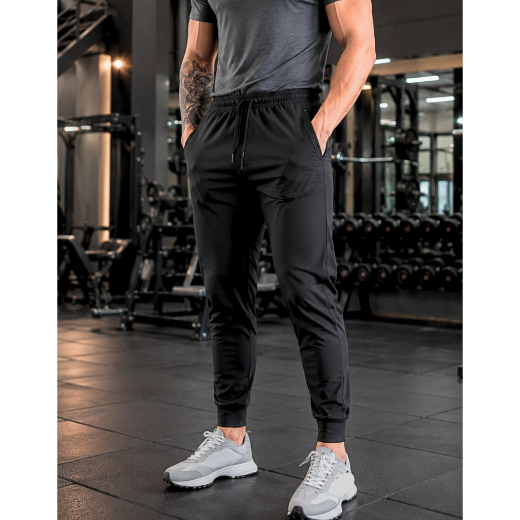 Calça Masculina Tactel Com Elastano Bolsos Para Academia Esportiva Fitness Slim Fit Jogger Dry Fit Praticar Esportes