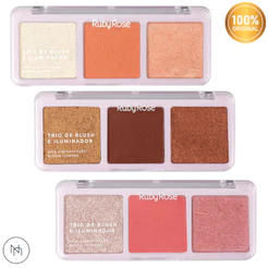 TRIO DE BLUSH E ILUMINADOR RUBY ROSE – MAQUIAGEM FACIAL