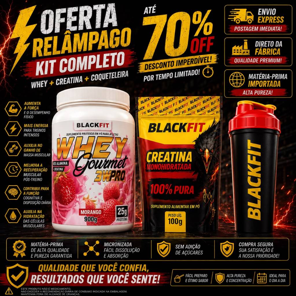 WHEY MAIS GOSTOSO DO MUNDO - WHEY+CREATINA+COQUETELEIRA - O MAIS BARATO DO BRASIL