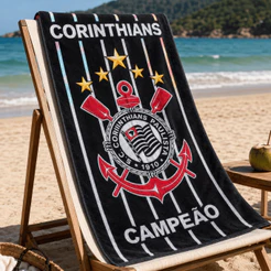 Toalha de Banho Times de Futebol 70x140cm Estampada Praia Piscina e Banho