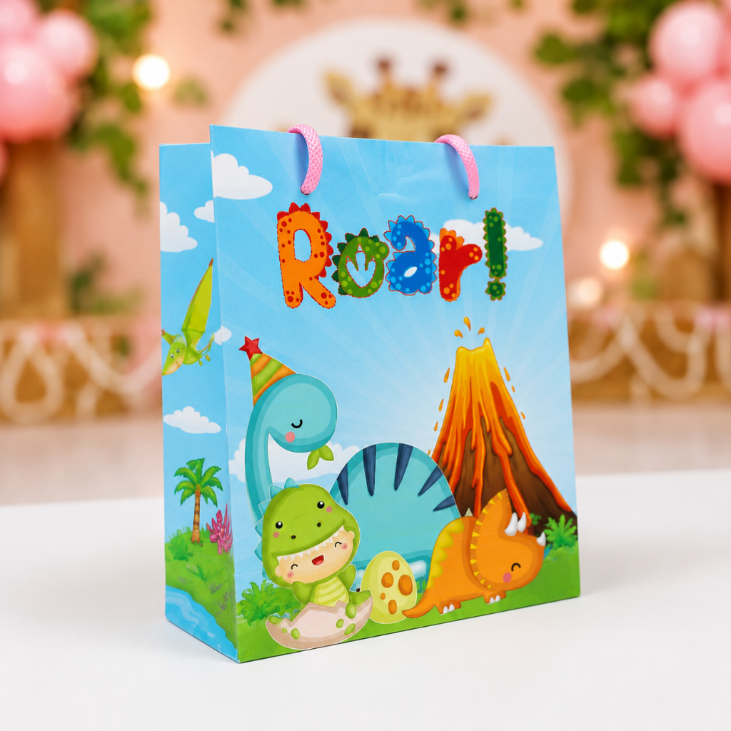 ENVIO RÁPIDO - Sacolinha Personalizada Dino Baby Dinossauro Lembrancinha Festa Dino P (16X10X4 CM)