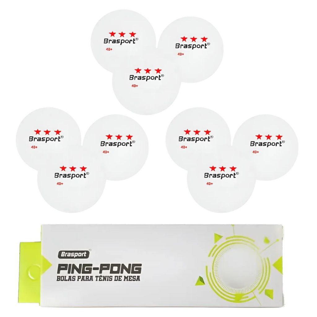 Combo Bola Tênis de Mesa / Ping Pong Profissional 3 Estrelas 40+ (Padrão ITTF) Brasport