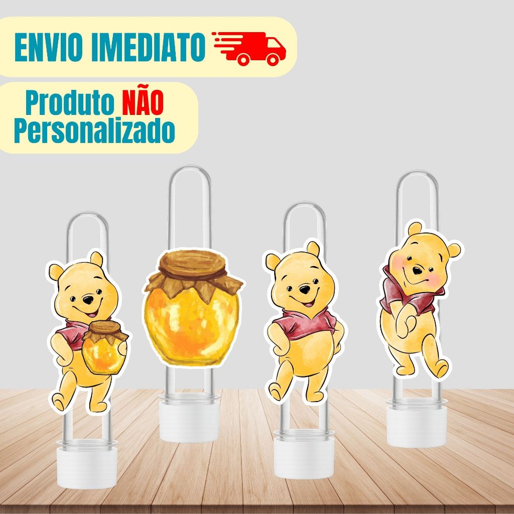 Aplique Tag Para Tubete Ursinho Pooh | Personalizado | Lembrancinha Festa Infantil | Aniversário