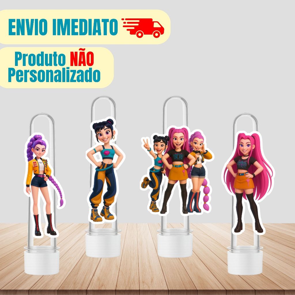 Aplique Tag Para Tubete Guerreiras do K-Pop Demon Hunters | Personalizado | Lembrancinha Festa Infantil | Aniversário