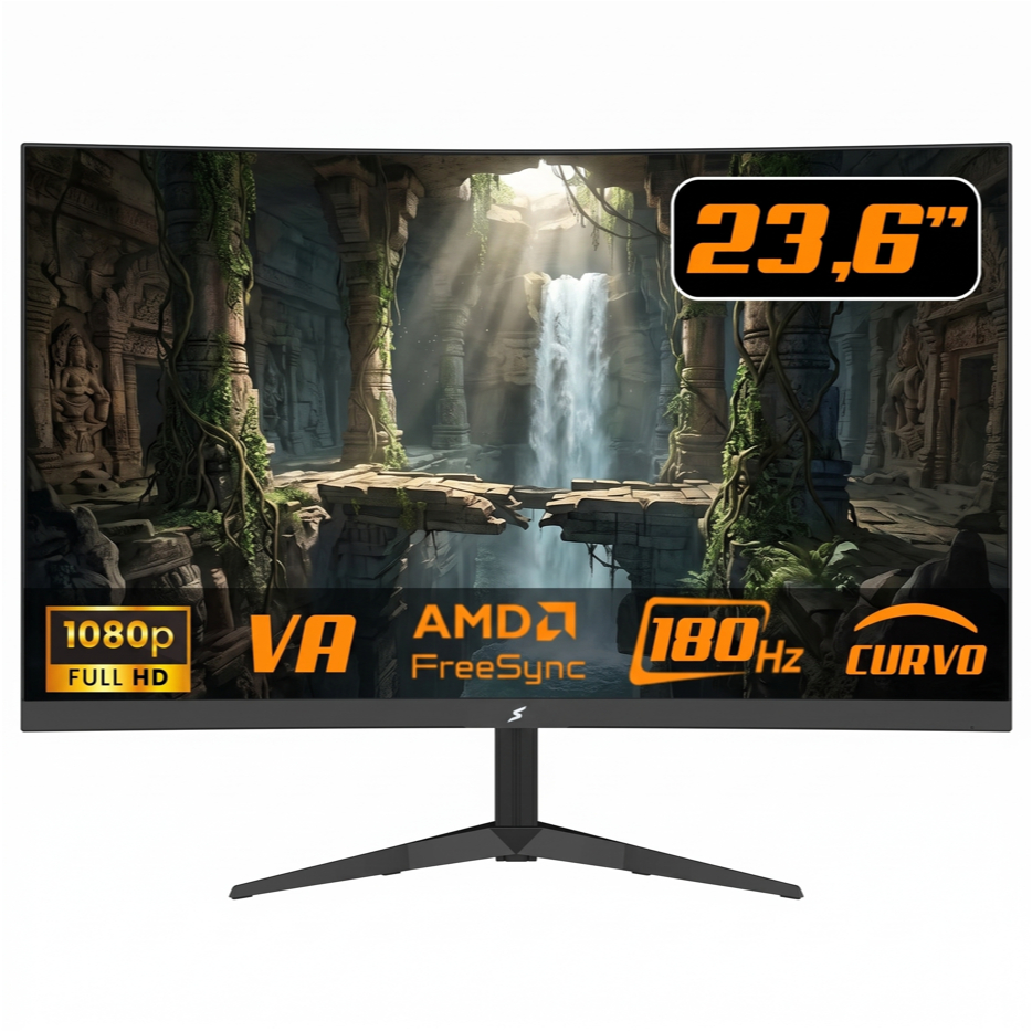 Monitor Gamer SuperFrame Precision Ultra V4 23.6 Po, Curvo Full HD VA 180Hz SFPCCB-24180-FHD