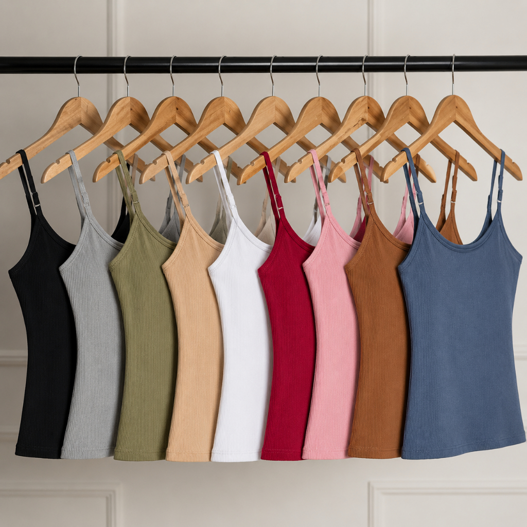 Kit 3 Regatas Femininas Alcinha Poliamida Premium Canelada Alça Regulável Blusinha Básica Estica