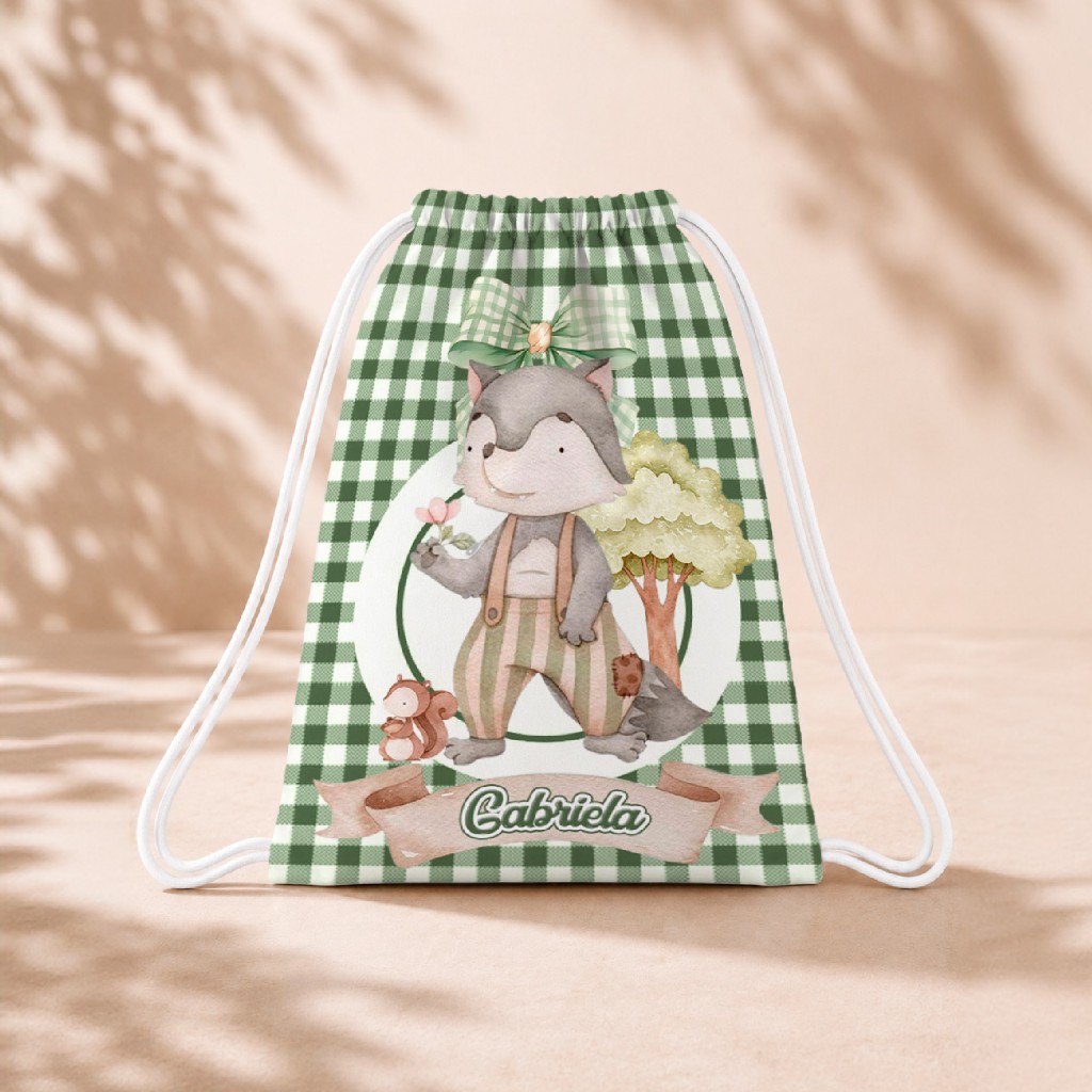 10 Mochila Personalizada Infantil 18x26 Sacolinhas Surpresa Festa Aniversário Lembrancinha Chapeuzinho Vermelho Lobo