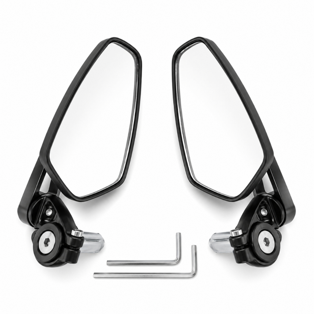 Retrovisor Esportivo Guidão 22mm Universal Alumínio Preto Ajustável 360 Alta Fixação