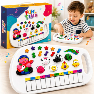 Piano Infantil Teclado Musical Fazendinha 12 Teclas Som de Animais Brinquedo Bebê Criança Branco Pratitudo Toys