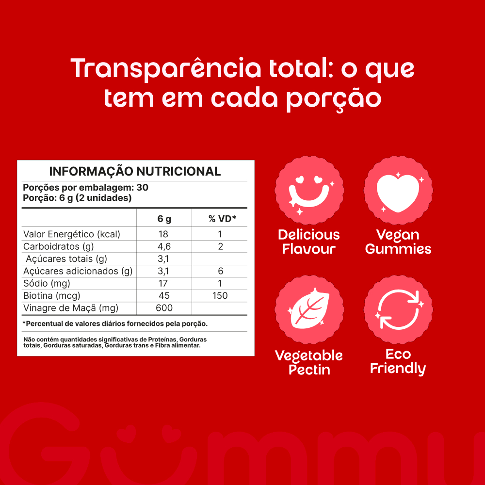 Gummy Vinagre de Maçã com Biotina Sabor Cereja 60 Gomas Apple Cider Vinegar · foto 2