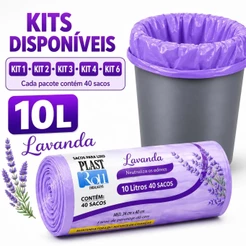 Saco de Lixo Perfumado Lavanda 10L Cheiroso Resistente para Lixeira Pia Anti Odor