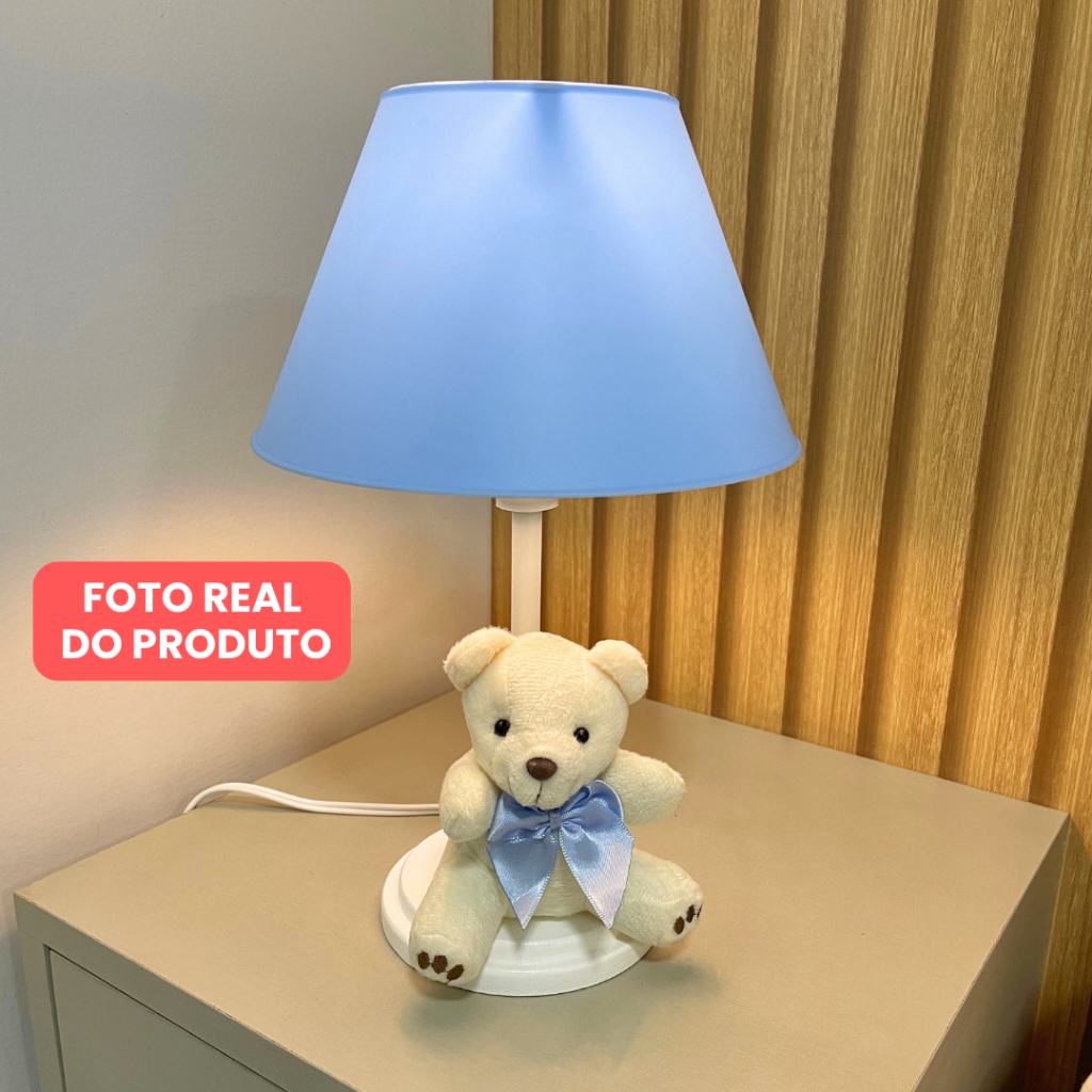 Abajur Luminária Infantil Urso Ursinho Luxo Quarto Bebê e Criança — imagem 2 de 2