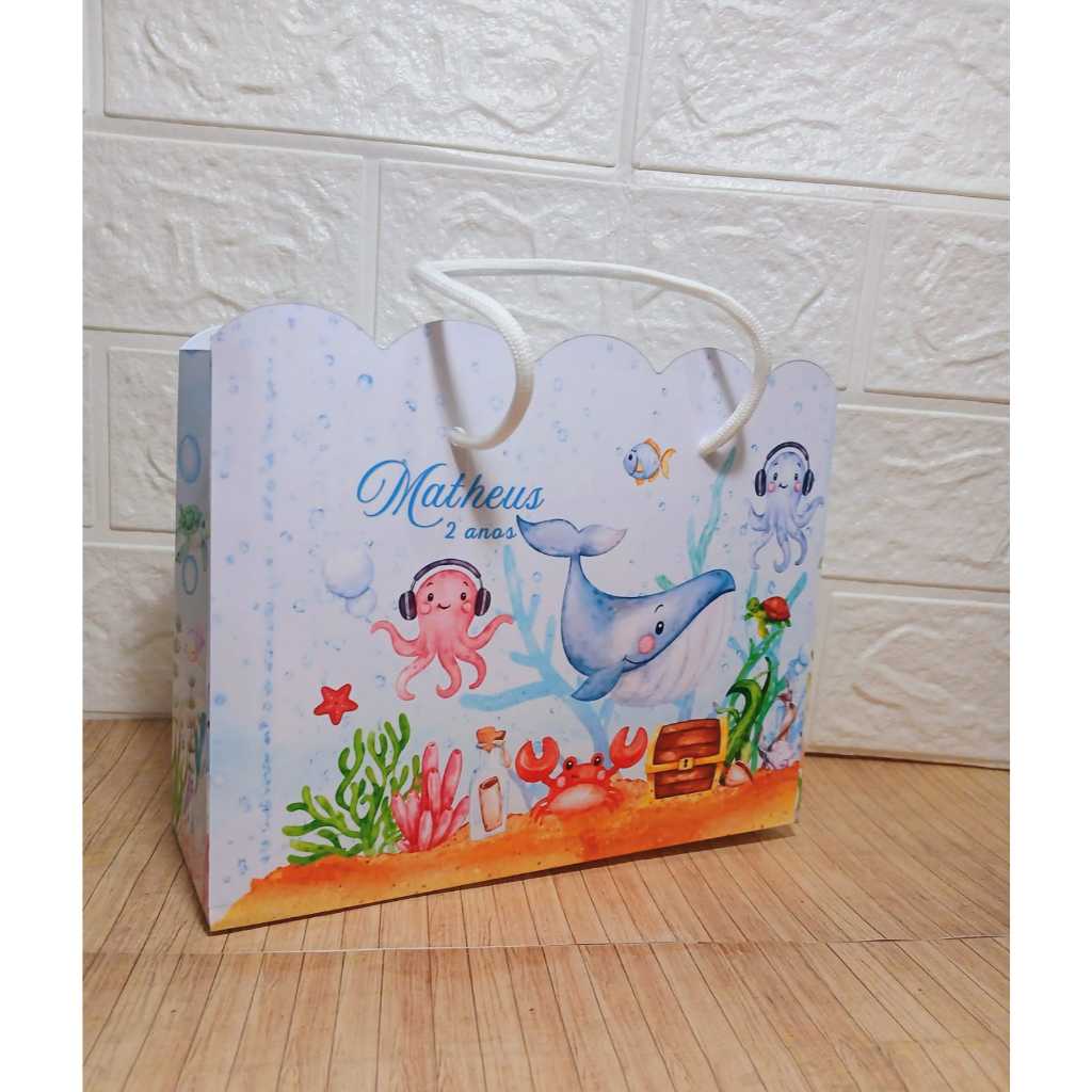 Sacolinha Personalizada Fundo do Mar  – Sacolinha Surpresa para Lembrancinha Festa Infantil