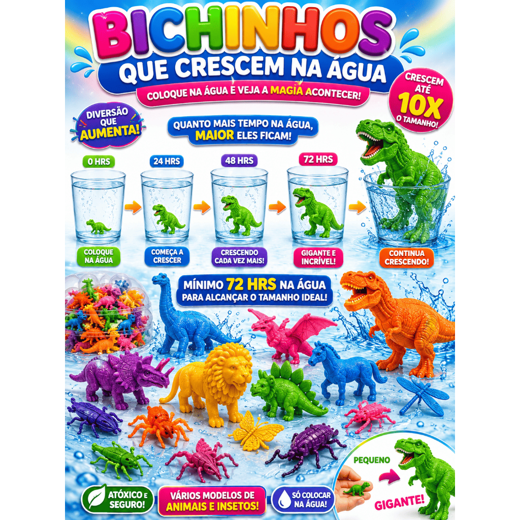 100 Bicho Cresce Na Aguá Brinquedo P/ Kit Festa Lembrancinha Aniversario prend