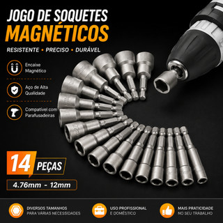 14pecas jogo de Bits soquete para parafusadeira 5 A 13mm kit de bits sextavado