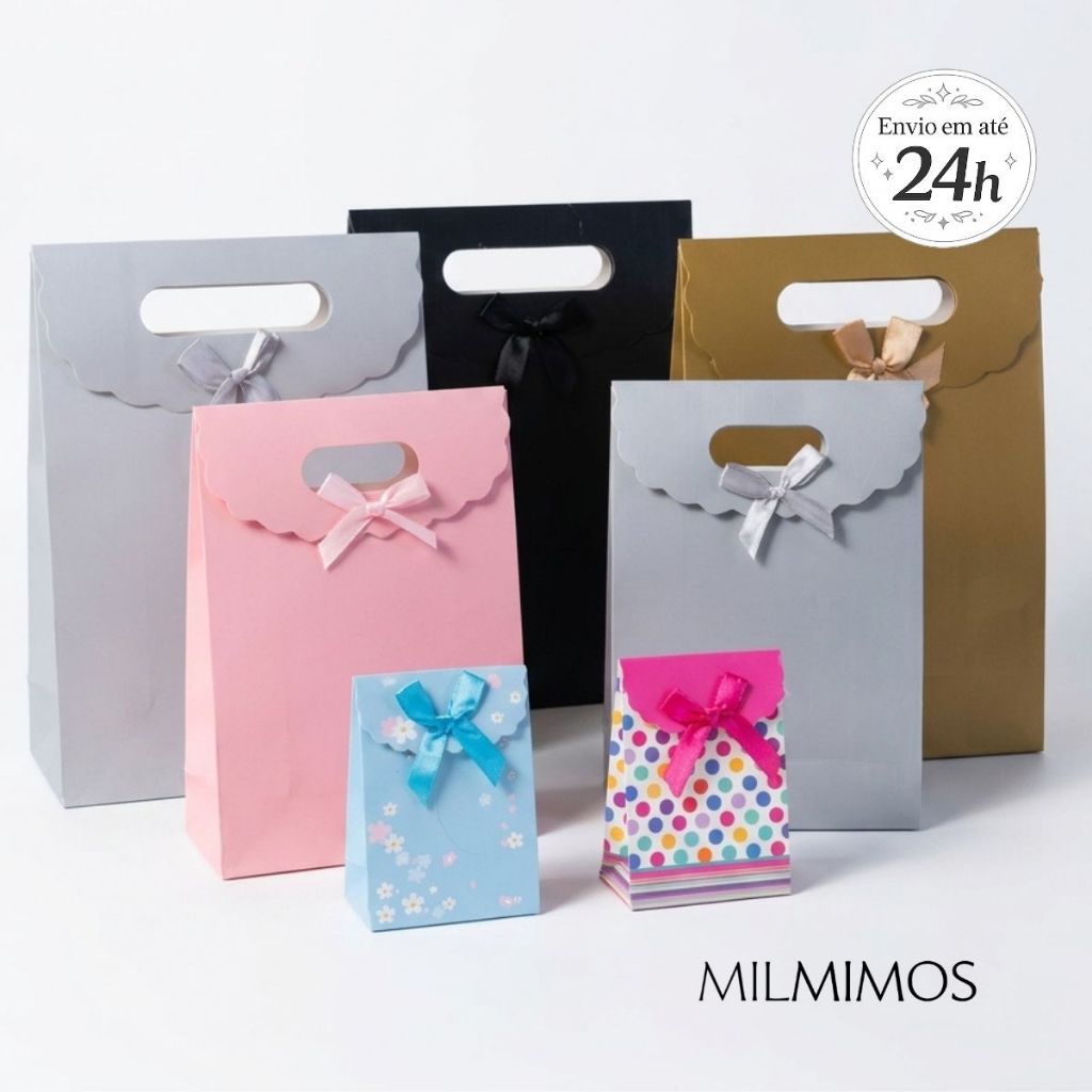 Embalagem Presente Velcro Premium - Caixa tipo Sacola - Mães Aniversário Natal Mulher - Várias Cores