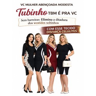 VESTIDOS EVANGÉLICOS MAIS VENDlDOS LANÇAMENTO ELEGANTE TUBINHO PLUS SIZE PRETO BRANCO MANGA 3/4 RENDA BOTÕES