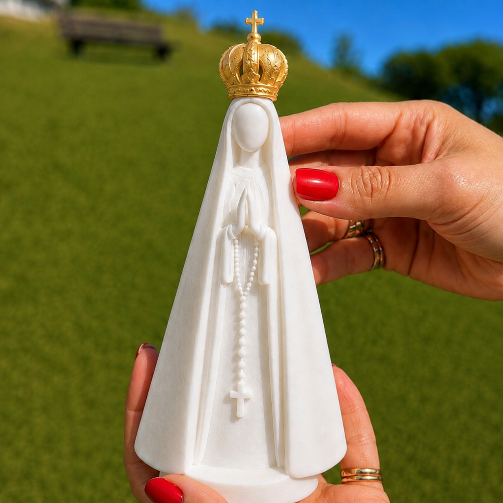 Nossa Senhora Aparecida Decorativa Branca com Coroa Dourada | Imagem Religiosa para Decoração e Presente