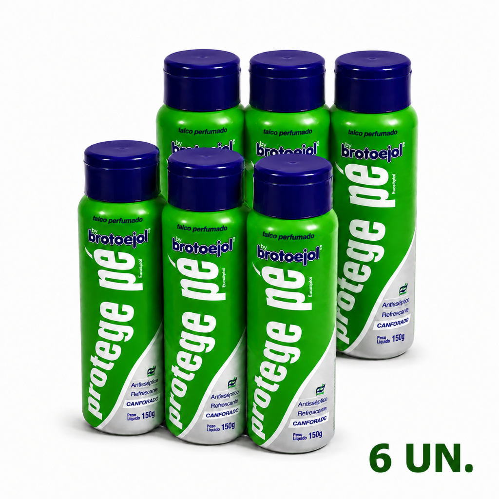 Kit Com 6 Talco Para Pés Canforado 150g Brotoejol