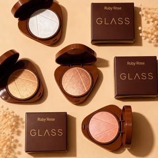 Iluminador Compacto Baked Glass Ruby Rose Efeito Glow Acetinado