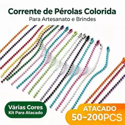 Corrente Bolinha Colorida Kit 50‑200 PCS Para Artesanato Chaveiro Pingente Bijuteria Atacado Várias Cores
