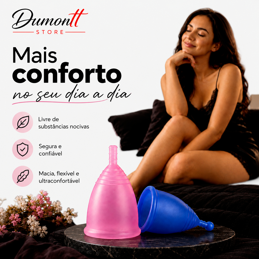 Coletor Menstrual Silicone Reutilizável P e M Copo Menstrual Flexível Hipoalergênico Feminino Confortável Uso Pessoal