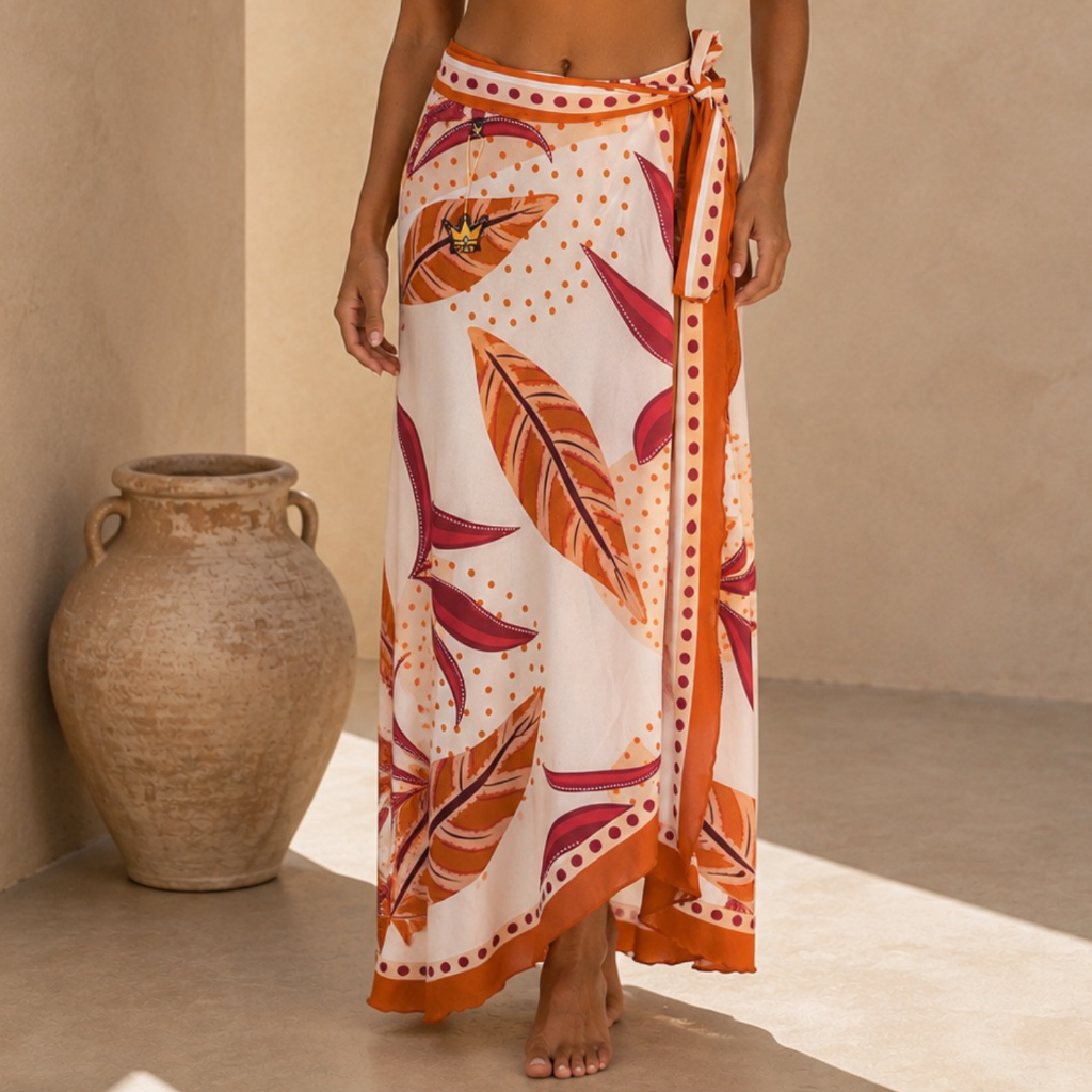 Saída de Praia Pareô Longa Feminina Imperium Estampada Canga Envelope Moda Verão Versátil Viagens Leve