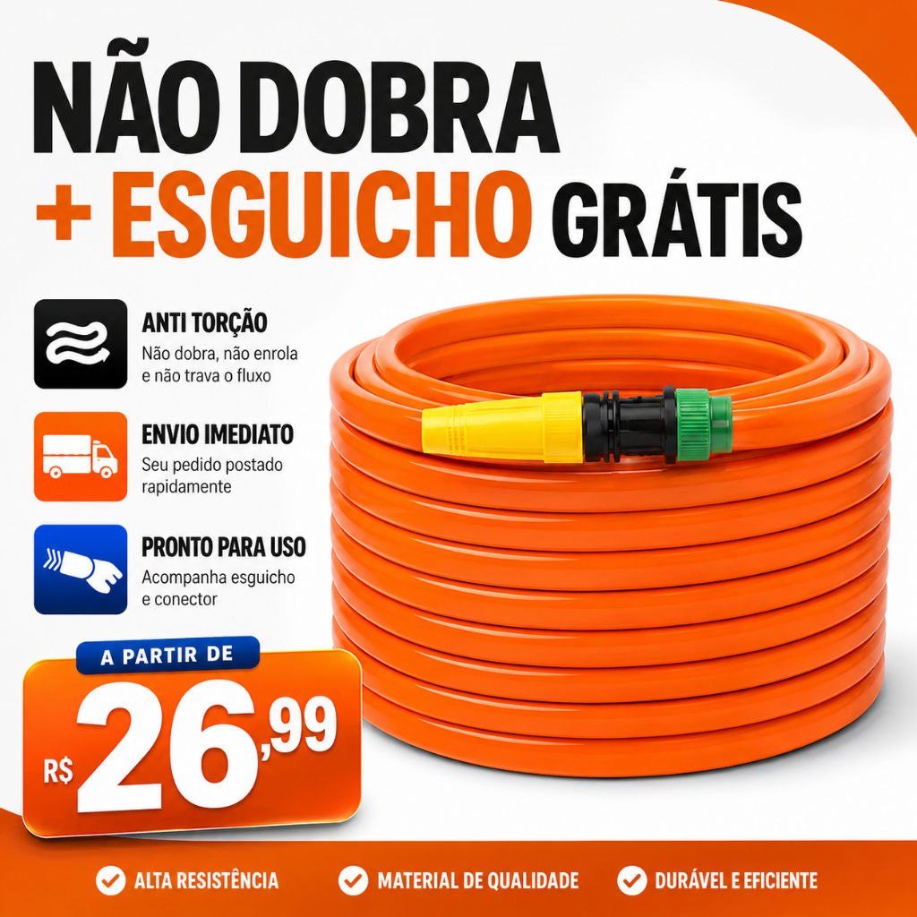 Mangueira de Jardim Anti Torção Não Dobra 10 a 50 Metros