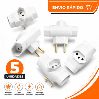 Adaptador Tomada Reforçado Pino Maciço - Aceita Plugs 10A e 20A Bivolt