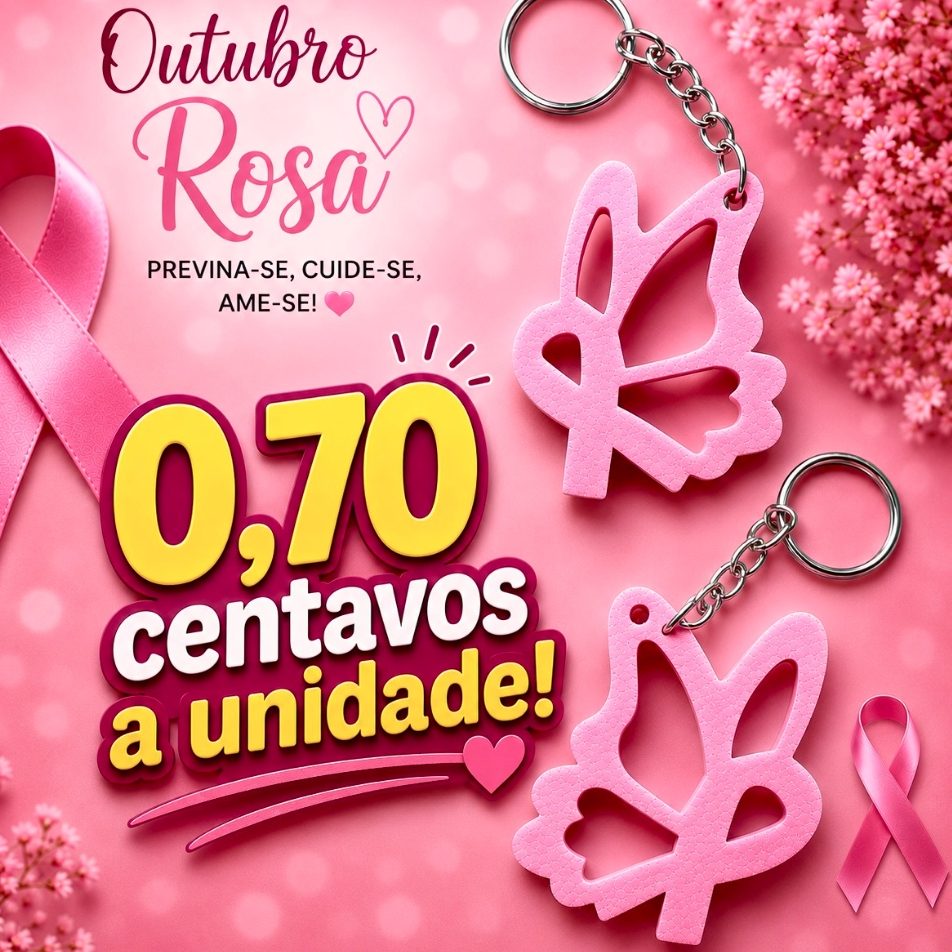 Kit Chaveiro TATAME E.V.A BOBBOLETA OUTUBRO ROSA, para escola, decoração igreja, empresa lembrancinha