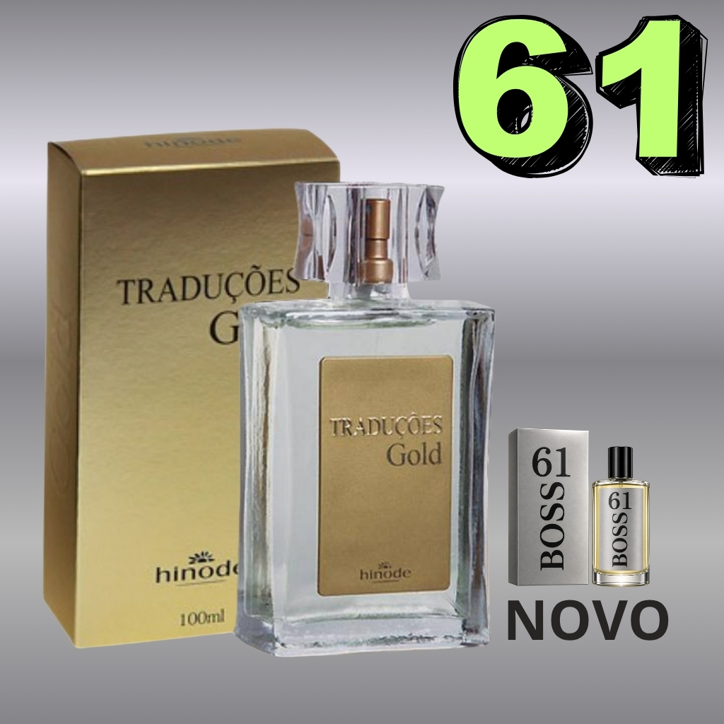 Perfume Gold Nº61 Masculino Referencia Traduções Hinode 100ml/50ml - Boss - Woody Oriental Intenso