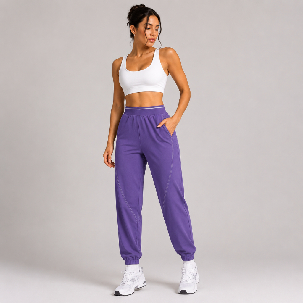 Calça Fitness Feminina Jogger Cós Alto com Bolsos Academia Treino Corrida Yoga Tecido Leve Confortável Casual
