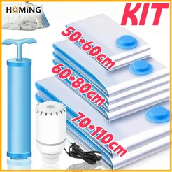 Kit 3/5/8 Saco A Vácuo Grande Organizador Edredom Coberto Mala Roupa Viagem De Cama com ou sem Bomba