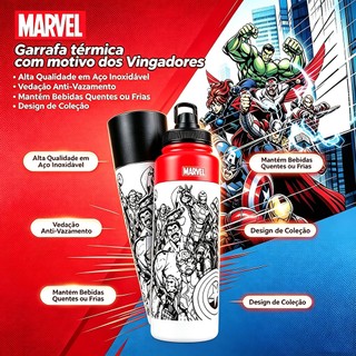 Garrafa Térmica Marvel Vingadores Inox 1 Litro Resistente