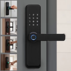Fechadura Eletrônica Digital 5 em 1 Com Biometria, Bluetooth, Senha Touch, Chave e Tag