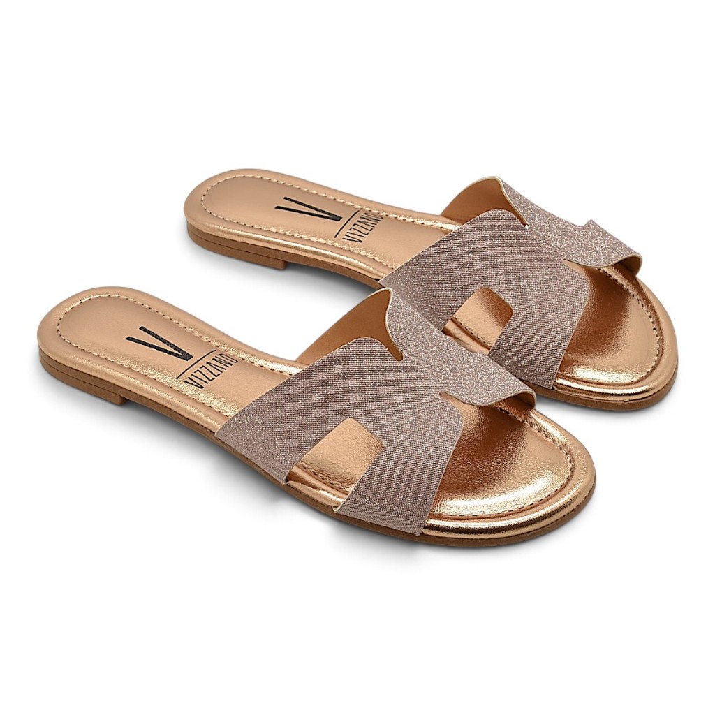 Sandalia Vizzano Rasteira Feminina Casual Brilho Macia Original