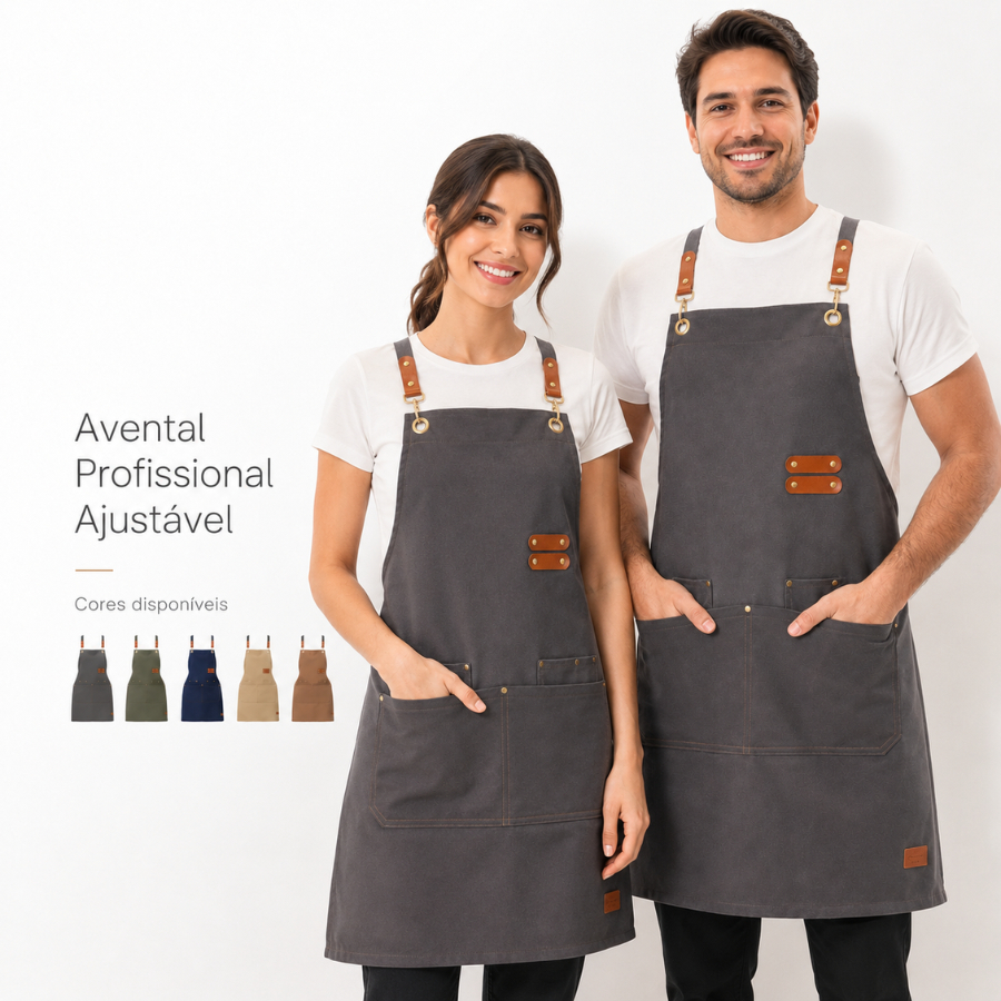 Avental Unissex Funcional Ajustável Com Bolsos Para Restaurantes Bares Churrasco Salão de Beleza