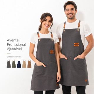 Avental Unissex Funcional Ajustável Com Bolsos Para Restaurantes Bares Churrasco Salão de Beleza