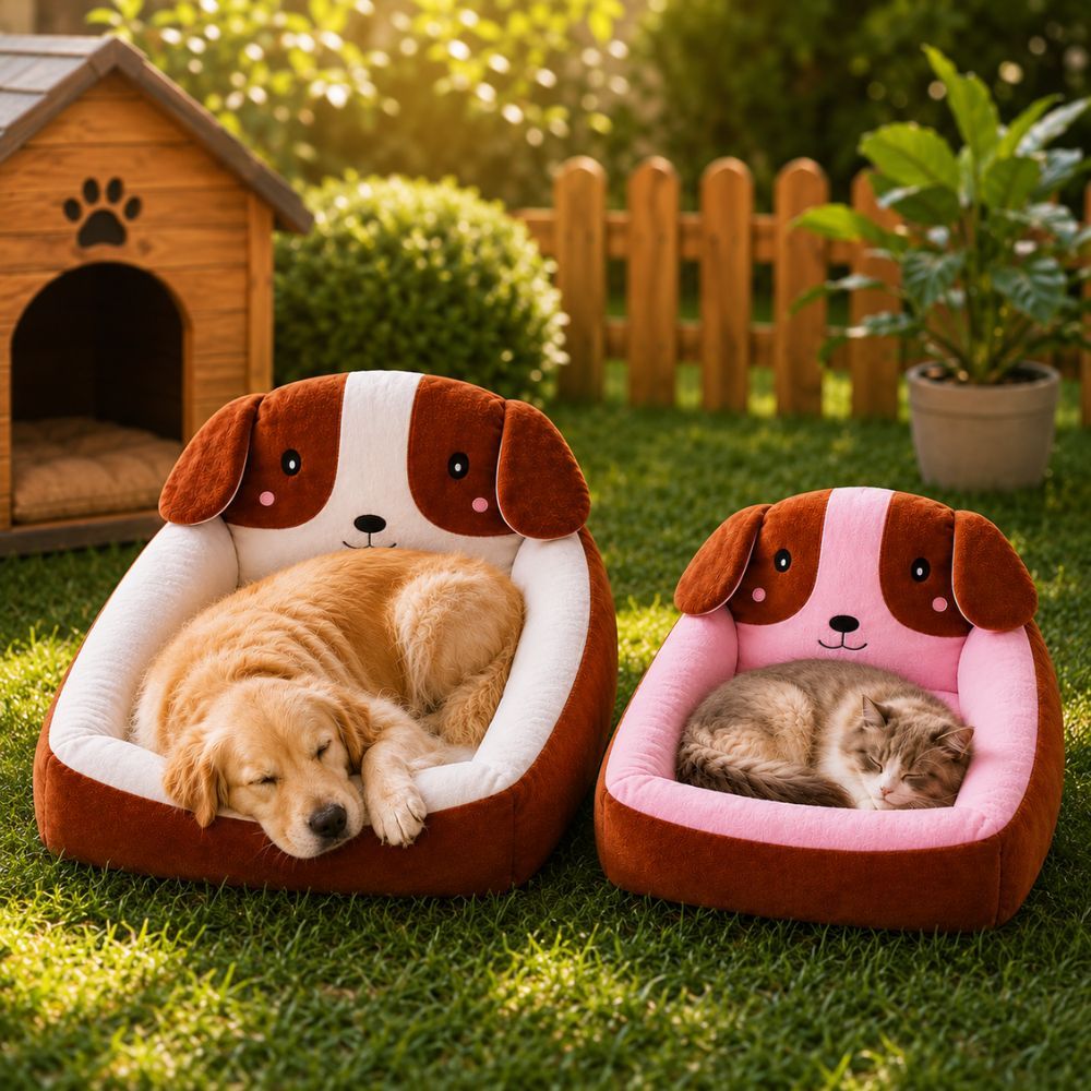 Cama Pet com Cabeceira e Colchonete Removível para Cães e Gatos Pequenos e Grandes Macia Confortável com Zíper
