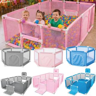 Cercadinho Bebê Chiqueirinho Infantil Desmontável Grande e Pequeno Portátil Tela Transparente VÁRIAS CORES