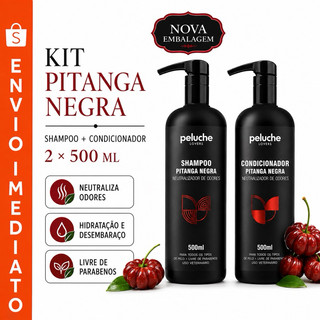 Kit Peluche Premium Shampoo + Condicionador Pitanga Negra para Pet Cachorro e Gato