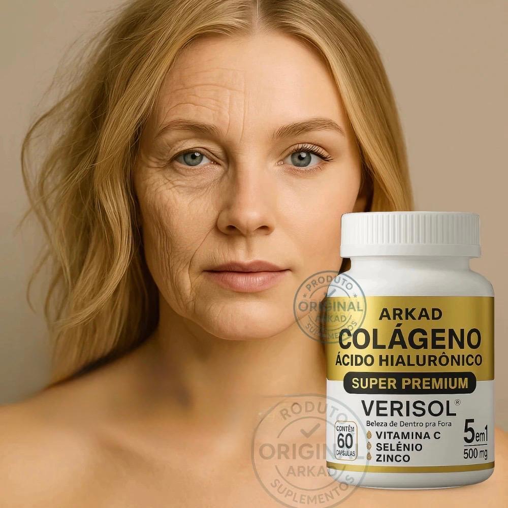 Colágeno Hidrolisado Verisol com Vitamina C - 60 Cápsulas - Original Arkad Suplementos - Envio Imediato