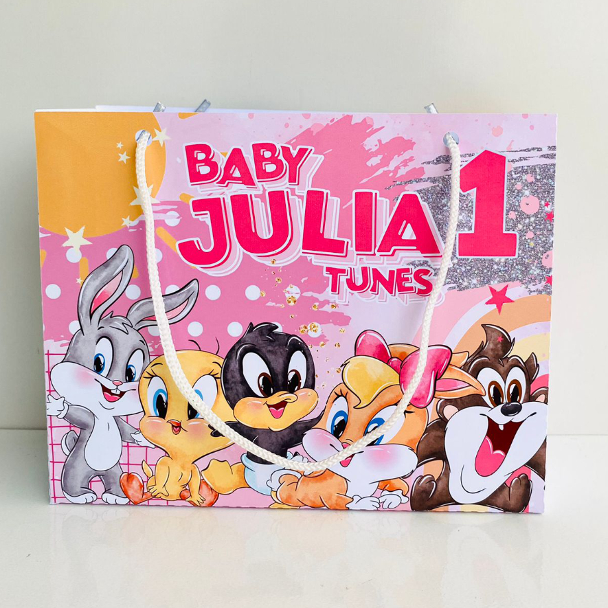 ⭐Sacolinha Personalizada Baby Looney Tunes menina - Sacolinha festa infantil - Ideal para lembrancinhas da festa