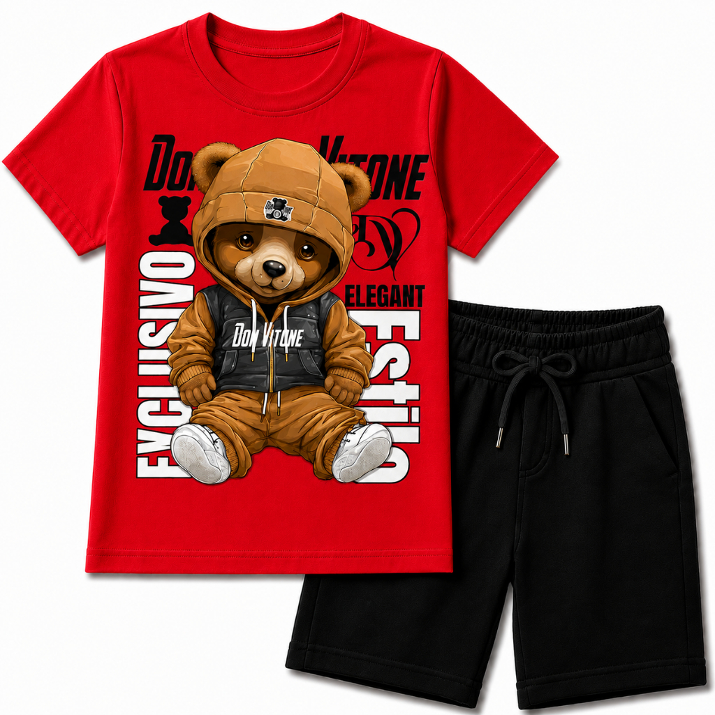 Conjunto Infantil Menino Camiseta Algodão Bermuda Moletinho Roupa Infantil Masculina Casual Verão