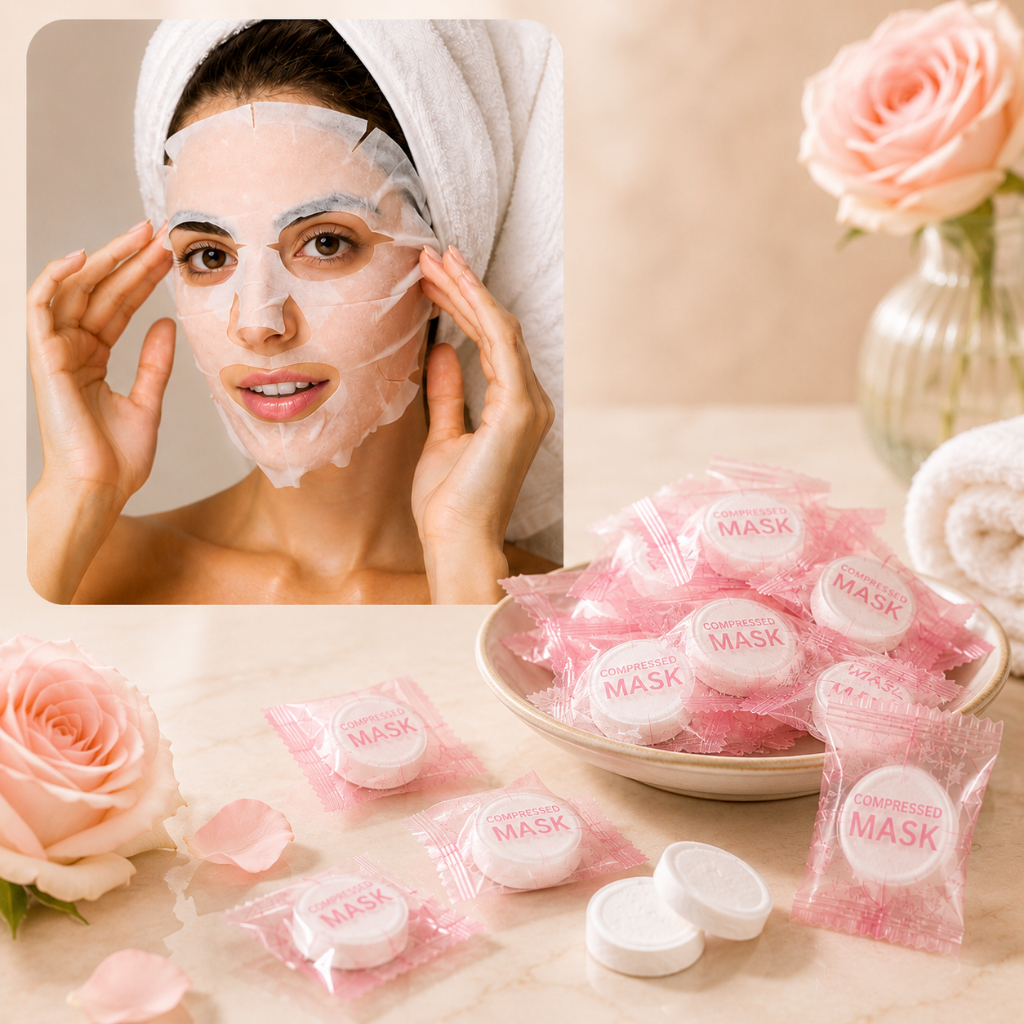 Máscara Facial Comprimida Descartável em Cápsula Desidratada para Sérum Tônico Skincare DIY 1 Unid
