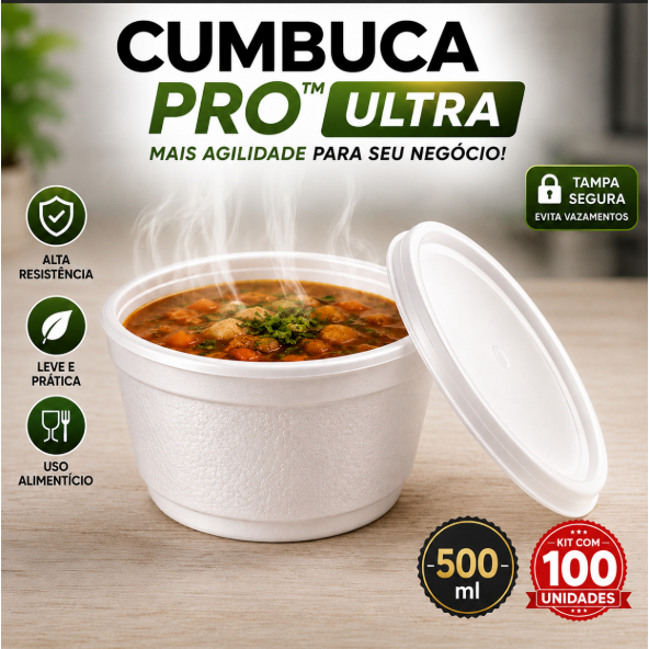 Cumbuca de Isopor com Tampa 500ml Kit 50,100 Unidades Térmica Descartável