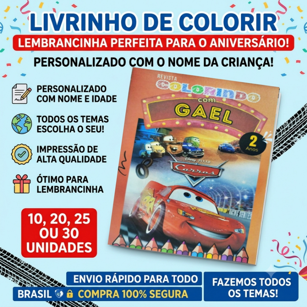Livros/Revista De Colorir Infantil Personalizado Todos Os Temas Lembrancinha de aniversario Festas
